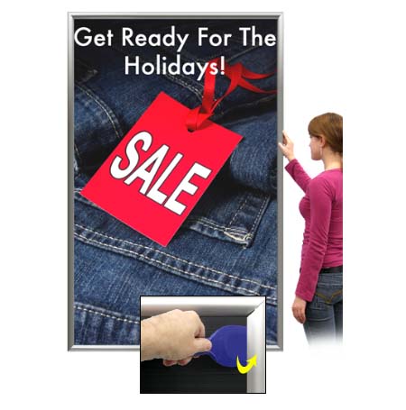 Extra Large 48x72 Poster Snap Frame Security-Style with Pallet Tool + Best-Selling 1 1/4"-Wide, Flip-Up Aluminum Frame Profile