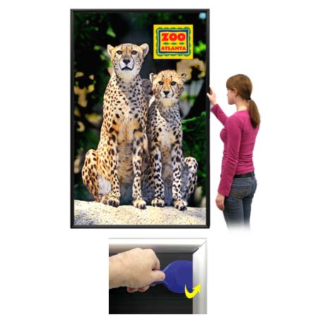 EXTRA-LARGE Poster Snap Frame 36x60 with 1 1/4" Security-Style Metal Frame Profile for Mounted Graphics on 1/8", 3/16" and 1/4" Thick Boards