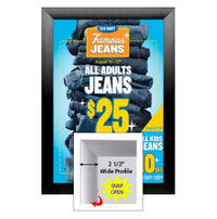 SwingSnap Poster Snap Frame 24x30 with Fast Change, Bold 2 1/2" Wide Edge Aluminum Snap Open Frame